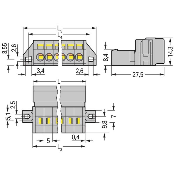 1-conductor male connector CAGE CLAMP® 2.5 mm² gray image 3