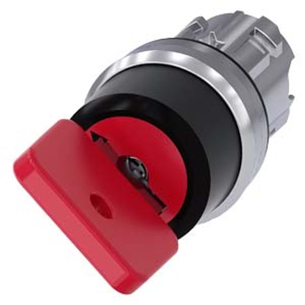 3SU1050-4FF01-0AA0-Z Y15 Key-operated switch O.M.R, 22 mm, round, metal, shiny, lock number 73037, red, with 2 keys, 2 switch positions O-I, latching, actuating angle 90°, image 1