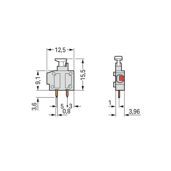 Stackable PCB terminal block push-button 1.5 mm² light gray image 3