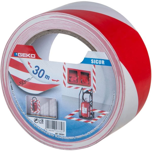 PVC tape 50x30m red/white 18030/4 GEKO image 1