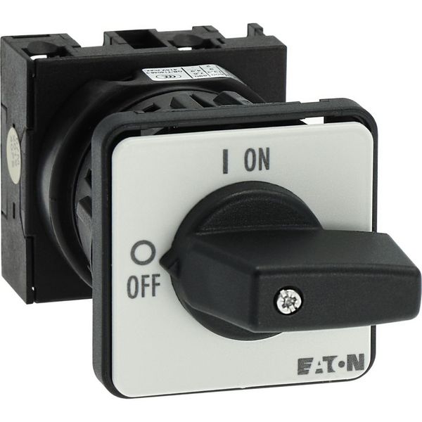 On-Off switch, T0, 20 A, centre mounting, 1 contact unit(s), 2 pole, with black thumb grip and front plate image 16