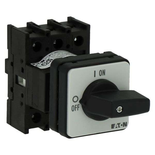 On-Off switch, P1, 40 A, centre mounting, 3 pole, with black thumb grip and front plate image 5