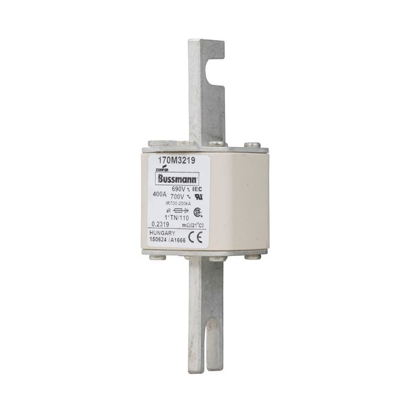 Fuse-link, high speed, 400 A, AC 690 V, compact DIN 1, 45 x 58 x 134 mm, aR, DIN, IEC, single indicator, 80 mm centres image 4