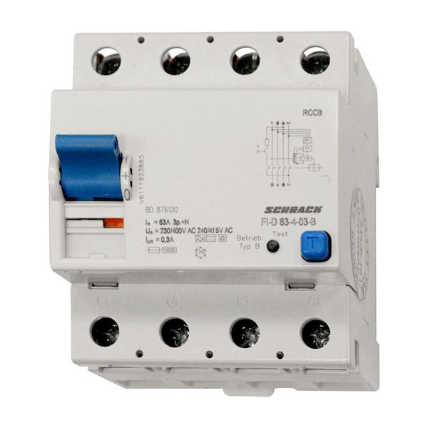 Residual current circuit breaker 63A, 4-pole, 300mA, type B image 1