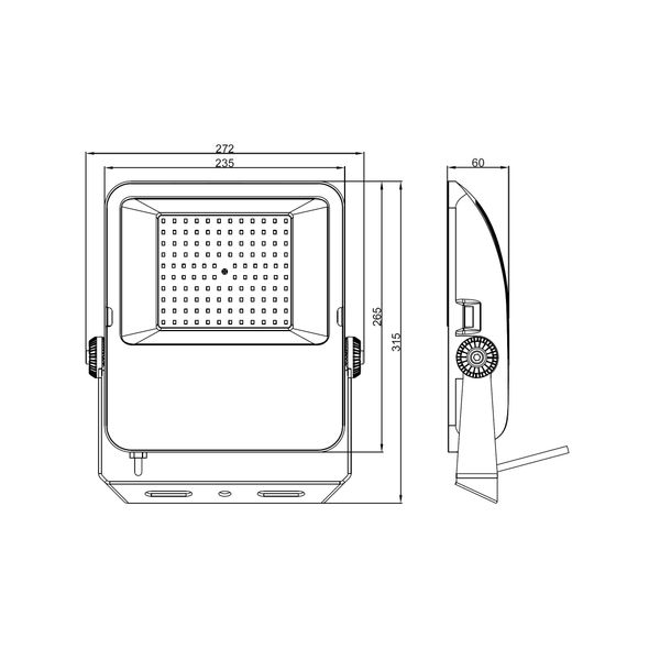 Capri LED Basic 100W 11000lm 4000K asymmetric IP65 black image 5