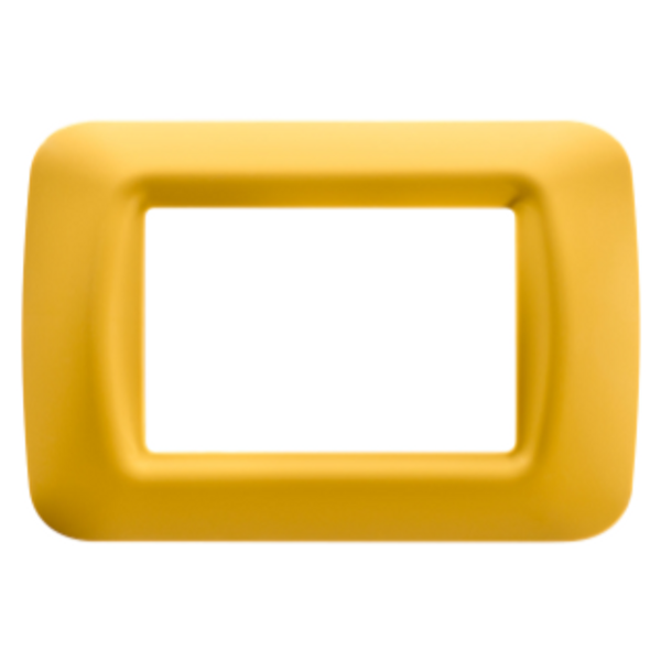 TOP SYSTEM PLATE - IN TECHNOPOLYMER GLOSS FINISHING - 3 GANG - CORN YELLOW - SYSTEM image 1