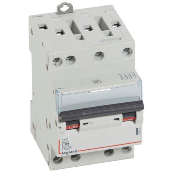 DX³6000 10kA high inlet and low outlet screw circuit breaker 4P 400~ - 6A - D curve - for optimized HX³ comb image 1