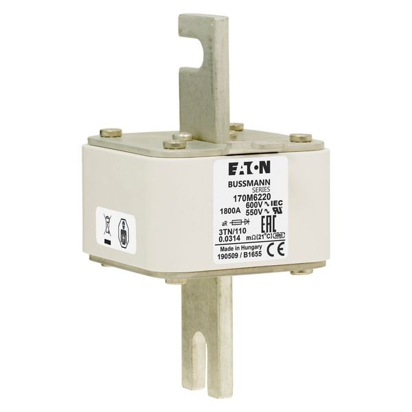 Fuse-link, high speed, 1800 A, AC 600 V, DIN 3, 76 x 90 x 139 mm, aR, DIN, IEC, type T indicator image 11