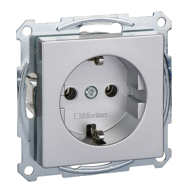 SCHUKO socket-outlet, screwless terminals, aluminium, System M image 4