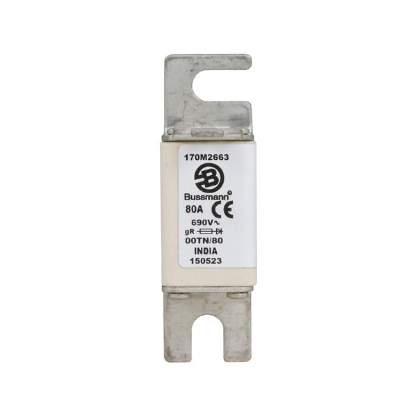 Fuse-link, high speed, 80 A, AC 690 V, DIN 00, gR, DIN, IEC, single indicator, live gripping lugs image 8