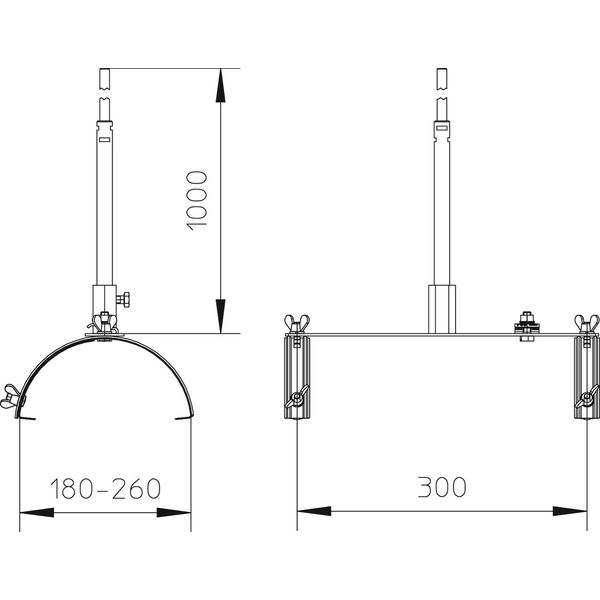 F-Fix-132-300 Interception rod holder for ridge tiles 1m image 2