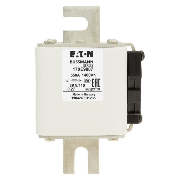 Fuse-link, high speed, 550 A, AC 1400 V, DIN 3, aR, DIN, type K indicator image 18