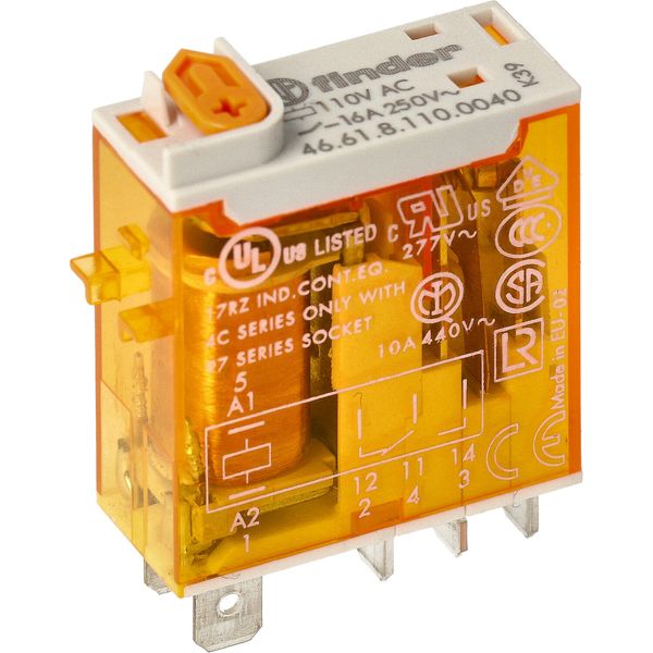 Mini.ind.relays 1CO 16A/230VAC/AgSnO2 Test button/Mech.ind. (46.61.8.230.4040) image 3