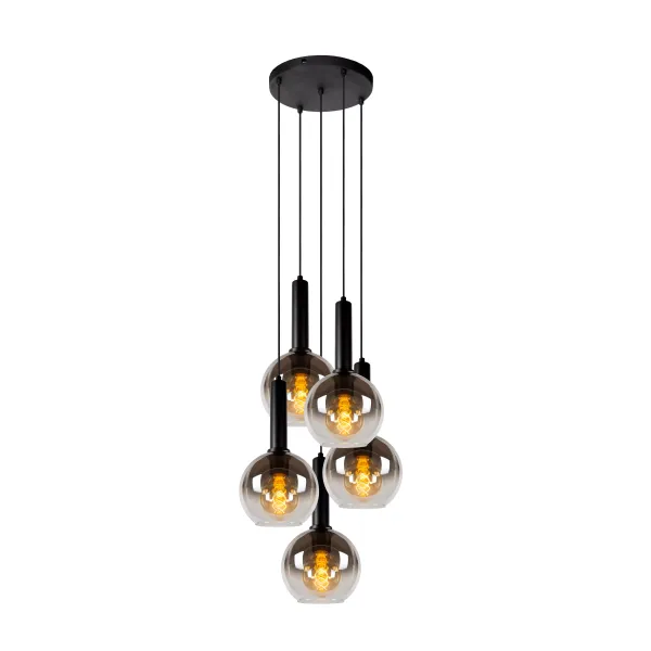 Lucide MARIUS - Pendant light - Ø 55 cm - 5xE27 - Black image 1