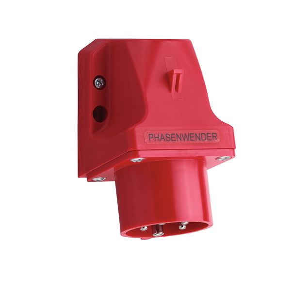 CEE phase inverter/wall-mounted appliance plug, IP44, 32A, 5-pole, 400V, 6h, red image 1