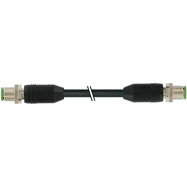 M12 male 0°/M12 male 0° Y-cod. PUR AWG20/26 shielded bk+drag-ch 0.25m image 1