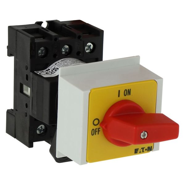 On-Off switch, P1, 40 A, service distribution board mounting, 3 pole, Emergency switching off function, with red thumb grip and yellow front plate image 13