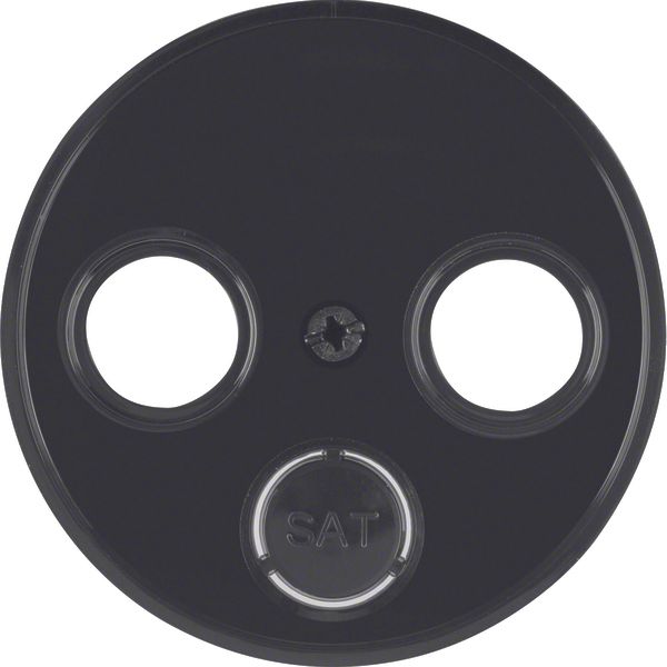 Centre plate for aerial soc. 2-/3hole, R.1/R.3/R.classic, black glossy image 1