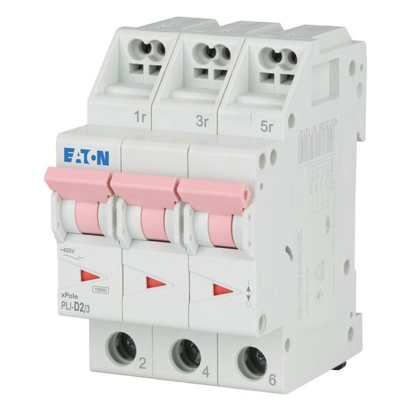 Miniature circuit breaker (MCB) with plug-in terminal, 2 A, 3p, characteristic: D image 1