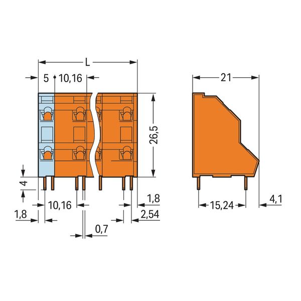 Double-deck PCB terminal block 2.5 mm² Pin spacing 10.16 mm orange image 3