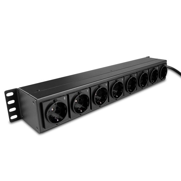 1.5U 8 Way Schuko Sockets, Horizontal Rack 19'' PDU with switches Provides max. 3500W to 8 devices image 2