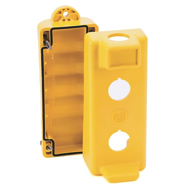 Pendant Station, Enclosure, 2-Hole in Face, Yellow, Plastic, IP66 image 1