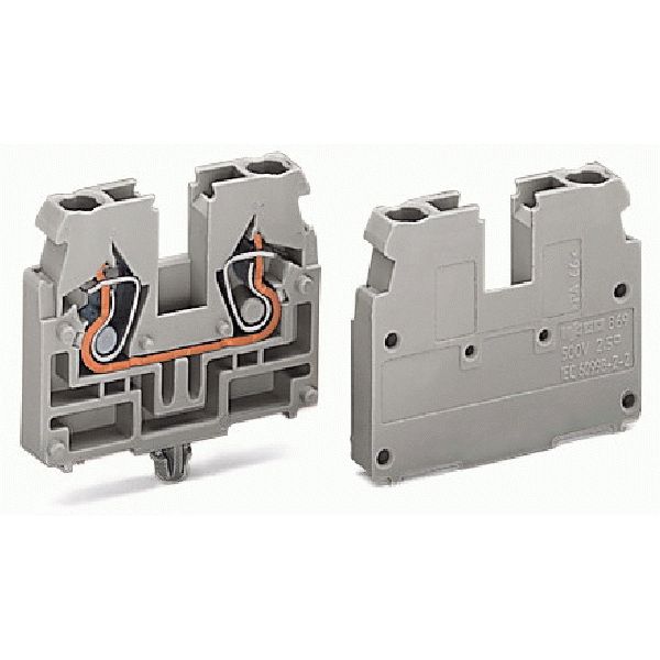 2-conductor end terminal block without push-buttons with snap-in mount image 1