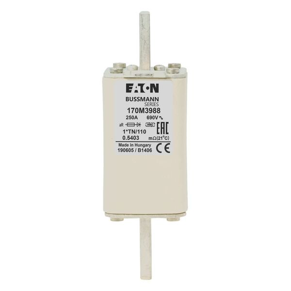 Fuse-link, high speed, 250 A, AC 1000 V, compact DIN 1, 43 x 61 x 138 mm, aR, DIN, IEC, type T indicator image 7