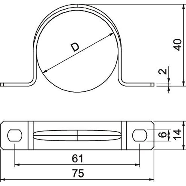 605 40 A4 Fastening clip two lobe 40mm image 2