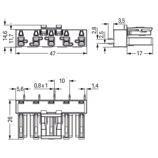 Socket for PCBs straight 5-pole gray image 5