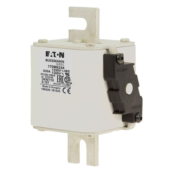 Fuse-link, high speed, 630 A, AC 1250 V, size 3, 76 x 92 x 139 mm, aR, DIN, IEC, single indicator image 8