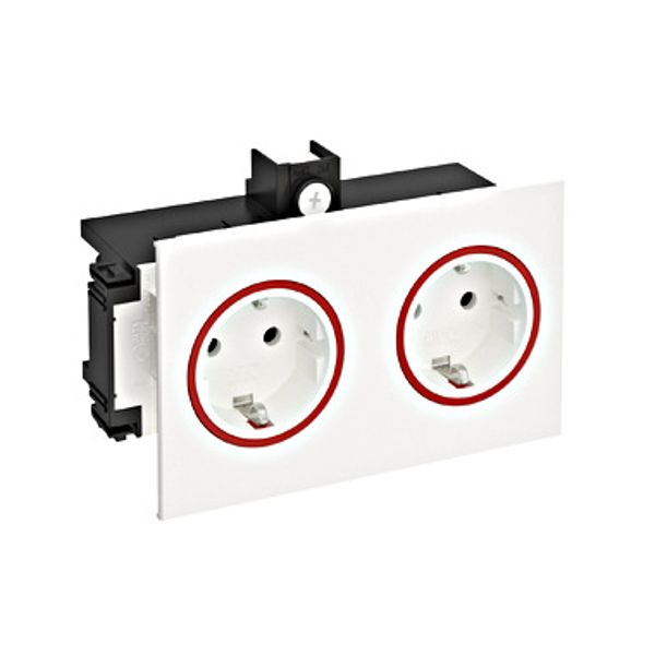 Double IT socket outlet f. Data trunking Signa Base,RAL 9010 image 1