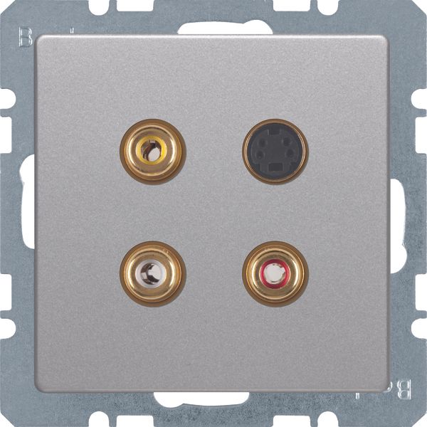 3 x Cinch/S-Video socket outlet Q.1/Q.3 alu velvety, lacquered image 1