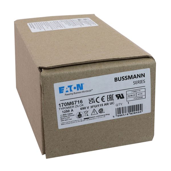 Fuse-link, high speed, 1250 A, AC 690 V, size 3, 67 x 92 x 155 mm, aR, IEC, UL image 22