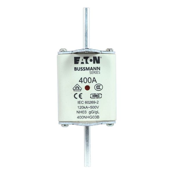 Fuse-link, LV, 400 A, AC 500 V, NH03, gL/gG, IEC, dual indicator, live gripping lugs image 17