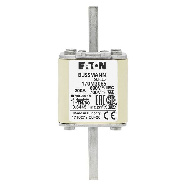 Fuse-link, high speed, 200 A, AC 690 V, compact DIN 1, 45 x 58 x 104 mm, aR, DIN, IEC, single indicator image 14