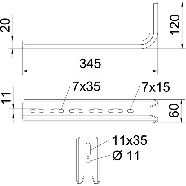 TPSA 345 FT TP wall and support bracket use as support and bracket B345mm image 2