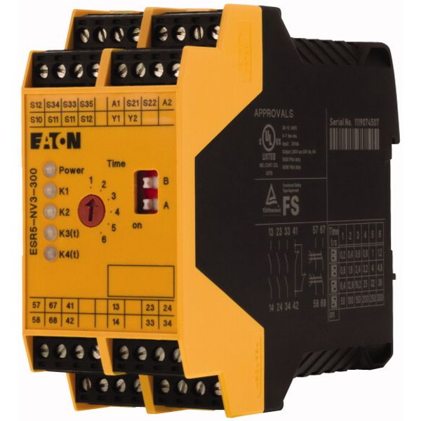 Safety relays for emergency stop/protective door/light curtain monitoring, 24VDC, off-delayed, 0-300 sec. image 4