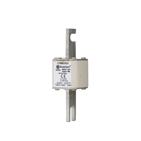 Fuse-link, high speed, 630 A, AC 690 V, compact DIN 1, 45 x 58 x 134 mm, aR, DIN, IEC, single indicator, 80 mm centres image 9