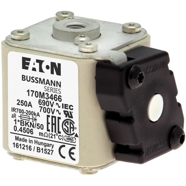 Fuse-link, high speed, 250 A, AC 690 V, compact size 1, aR, IEC, UL, single indicator image 3