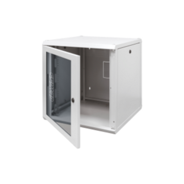 19'' WALL MOUNT CABINET - METAL - TRANSPARENT DOOR - 15U - 600X740X400 - RAL 7035 GREY image 1