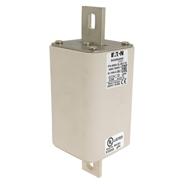 Fuse-link, high speed, 400 A, DC 1500 V, 3L, 75 x 205 mm, gPV, IEC, UL, without indicator, bolted contacts image 9