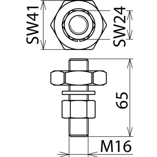 Bolted-type connector with threaded bolt M16x65mm and nut image 2