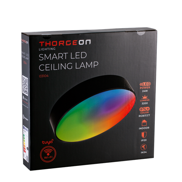 LED Ceiling Light 24W 3200Lm 2700-6500K IP20 RA80 Black THORGEON image 3