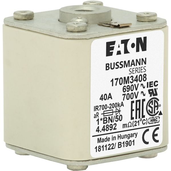 Fuse-link, high speed, 63 A, AC 690 V, compact size 1, 45 x 59 x 51 mm, aR, IEC, UL, single indicator, flush end, M8 image 10