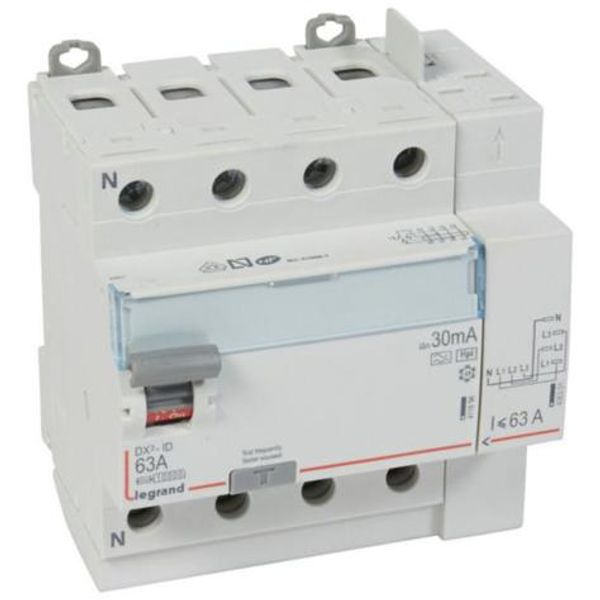 Differential switch DX³-ID screw top inlet and automatic top outlet - 4P 400V~ 63A typeF 30mA - 5 modules image 1