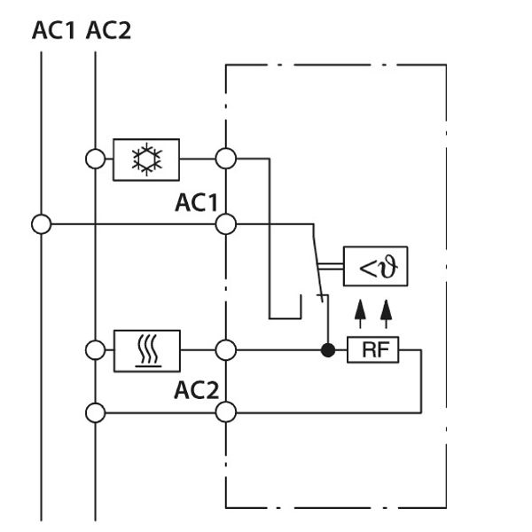 UP room controller, RAL9016 matt 55x55, 5-30C, AC 24V, 1 changeover contact, 10A/5A at DC 24 V switching power 30 W image 3