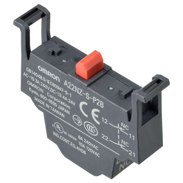 A22N contact blocks, DPST-NC, push-in terminal image 1