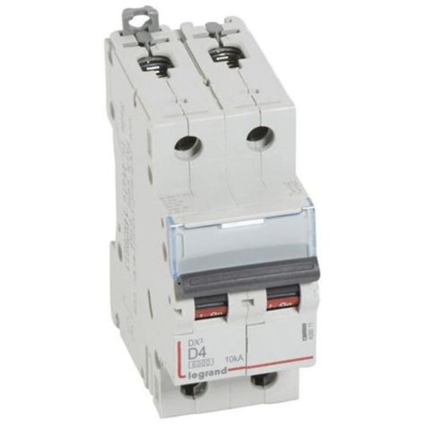 DX³6000 10kA high inlet and low outlet screw circuit breaker 2P 230V~ to 400V~ - 4A - D curve - 2 modules image 1