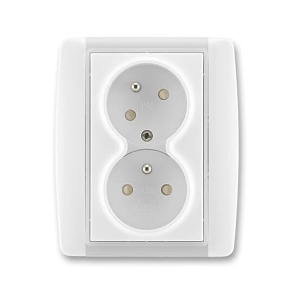 5513E-C02357 01 Double socket outlet with earthing pins, shuttered, with turned upper cavity ; 5513E-C02357 01 image 1